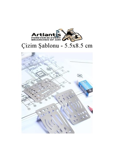 Silgi Şablonu Metal 5.5x8.5 Cm 1 Adet Paslanmaz Çelik Silgi Şablonu Çizim Şablonu Cetveli Mimari Mühendislik Genel