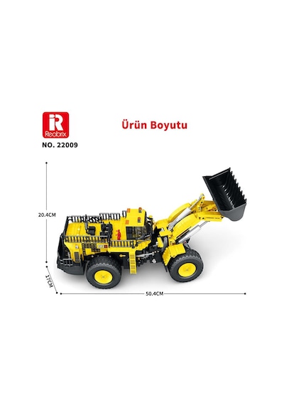 Reobrix 22009 Dozer Kamyon Kumanda&motorlu Yaratıcı Yapı Blok Seti Building Block Mechanical Loader - 1876 Parça