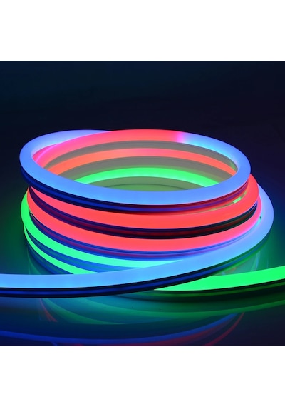 Neon Led Ip65 Piksel 6x12 Hortum Bant Şerit 5m Rgb Dc 12v Smd 2811 2.5cm Kesilir Esnek Silikon Su Geçirmez RGB