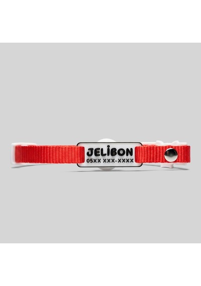 Sallanmayan, İsimlikli, Telefon Numarası Yazılı, Kedi Boyun Tasması Safety Click Kırmızı Renk