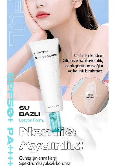 About Tone Su Bazlı Aydınlık Görünüme Sahip Vegan Güneş Esansı ABOUT TONE Lightful Dewy Sun Essence