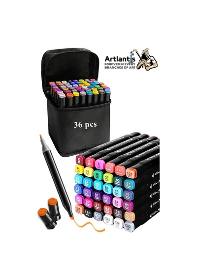 Eskiz Defteri A4 50 Yaprak 100 Gr 1 Adet 36 Renk Çift Taraflı Marker Kalem 36 Adet Touch Çift Uçlu