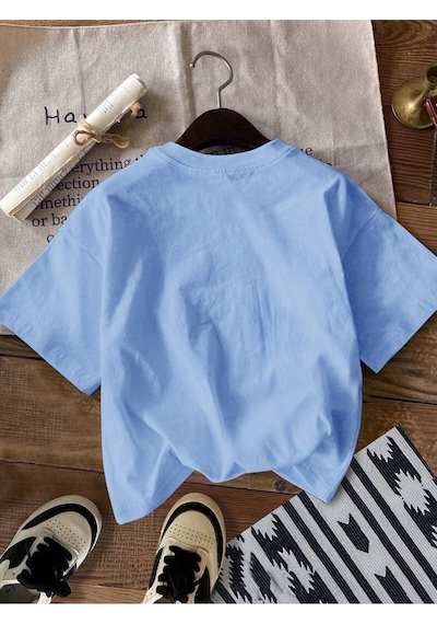 Uyguntarz Unisex Canavarlar Baskılı Tasarım Tshirt Bebe Mavisi