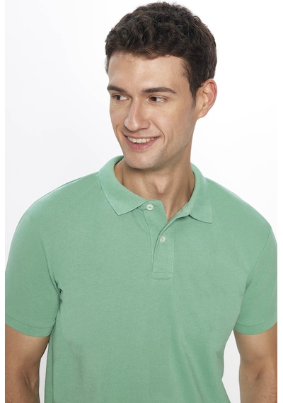Tudors Erkek Slim Fit Dar Kesim Pamuklu Yumuşak Dokulu Serin Tutan Kumaş Düz Pike Yeşil Polo Yaka Tişört-31628-yeşil Yeşil