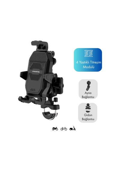 Holdclip Titreşim Modüllü Gidon Ve Ayna Bağlantılı Telefon Tutucu U1 Model