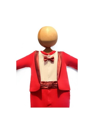 Cantoy Erkek Bebek Patikli Smokin Tulum-15336 Kırmızı