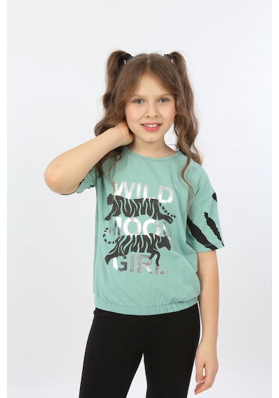 Toontoy Kids Toontoy Kız Çocuk Wild Wood Girl Baskılı Tişört Yeşil