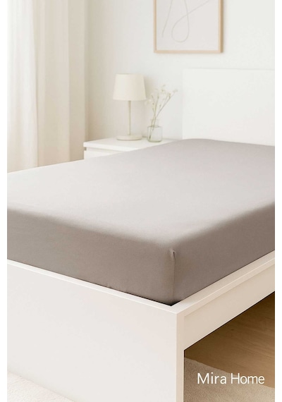 Çift Kişilik Düz Penye %100 Pamuklu Lastikli Çarşaf 180x200 Newsheet Gri Diğer