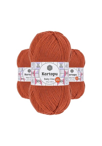 Kartopu 3 Adet Baby One Tüylenmeyen El Örgü Ipi Yünü Tarçın K1210 769303538551