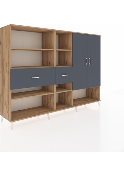 Hyperion Dolap 10 Raflı 2 Çekmeceli 2 Kapaklı 220x44x163 Çam-antr Çam-antrasit