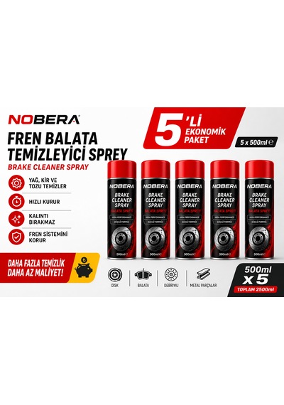 Nobera Fren Balata Temizleyici Sprey 500 Ml X 5 Adet