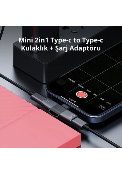 Polham Type C To 2x Type C Girişli Şarj Ve Kulaklık Çoğaltıcı Adaptörü, 30w Şarj Destekli Çoğaltıcı