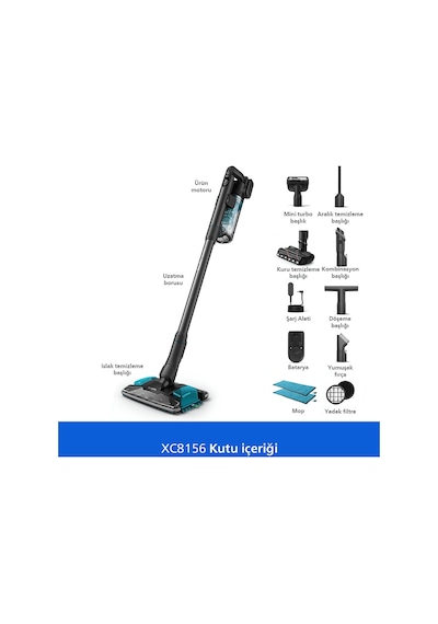 Phılıps Aqua Plus 7000 Serisi XC7157/10 Islak Kuru Şarjlı Dikey Süpürge