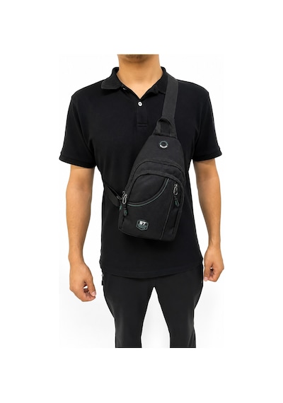 Seventeen Unisex Spor Çok Bölmeli Çapraz Askılı Body Bag Siyah-haki Siyah-hakki