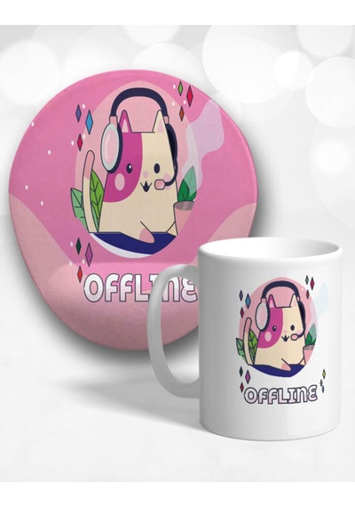 Offline Oval Bilek Destekli Mouse Pad Ve Kupa Bardak Seti Mousepad
