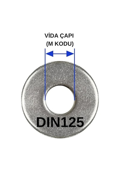 M6 Pul 1.50 Dın125 Düz Beyaz 10 Adet Diğer