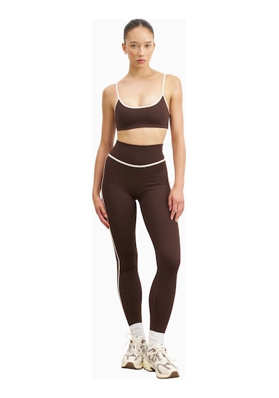 Because Of Alice Base Contrast Trim Leggings Yüksek Bel Şekillendirici Kadın Tayt Kahverengi