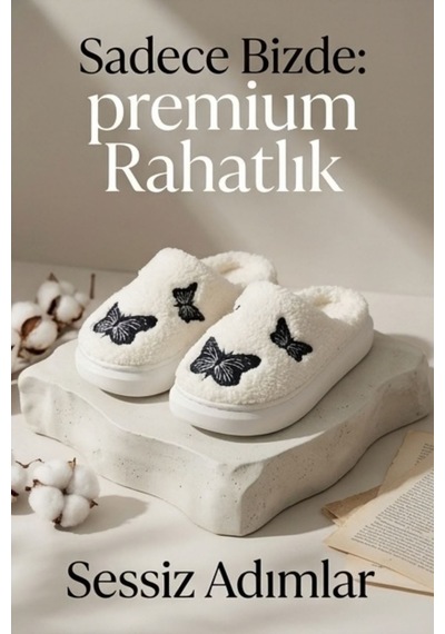 Unisex Hafif Ve Yumuşak Peluş Kaymaz Taban Anne Çocuk Misafir Kelebek Desen Ekru Ev Terliği 5808 Krem Unisex Hafif Ve Yumuşak Peluş Kaymaz Taban Anne Çocuk Misafir Kelebek Desen Ekru Ev Terliği 5808 Krem