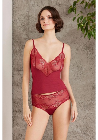 Pierre Cardin 360 Kadın İp Askılı Atlet Külot Takım-bordo Bordo