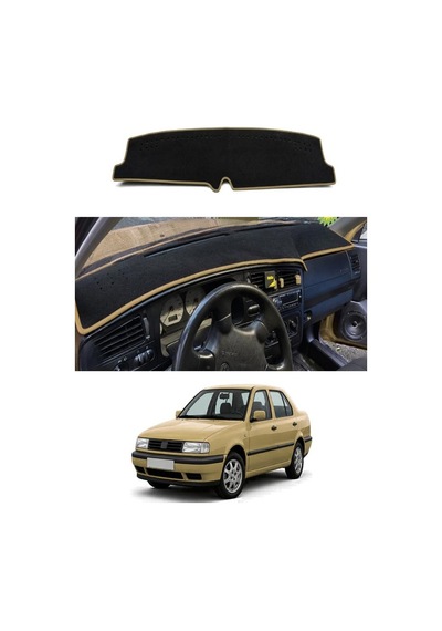 Volkswagen - Vento 1992-1998 Uyumlu Torpido Koruma Kılıfı - Taba Şeritli