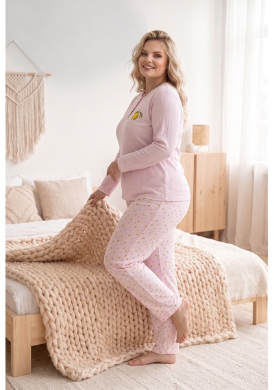 Seboteks Şardonlu İnterlok Kumaş Yakası Düğmeli Kışlık Büyük Beden Kadın Pijama Takımı 2700 Pembe Seboteks Şardonlu İnterlok Kumaş Yakası Düğmeli Kışlık Büyük Beden Kadın Pijama Takımı 2700 Pembe