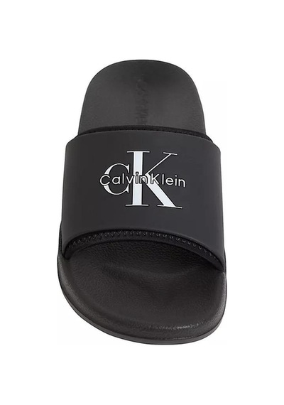 Calvin Klein Erkek Rahat Taban Deri Ck Desen Günlük Kullanım Siyah Terlik-14717