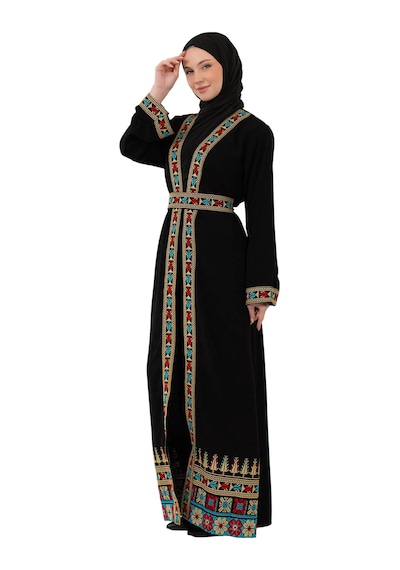 Zaytoon Filistin Nakışlı Lüks Lexus Kumaş Modern Abaya C100064 Çok Renkli