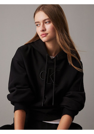 Calvin Klein Raısed Embroıdery Ck Hoodıe Sweat Siyah