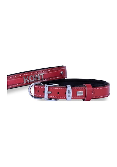 Doggie İsimlikli Deri Boyun Tasması M 1.5x25-30 CM Kırmızı