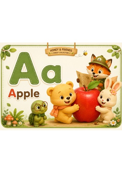 Papelia Honey & Friends Alphabet Flashcards A-z Ilk Kelimeler Ingilizce Alfabe Kartları 26 Kart