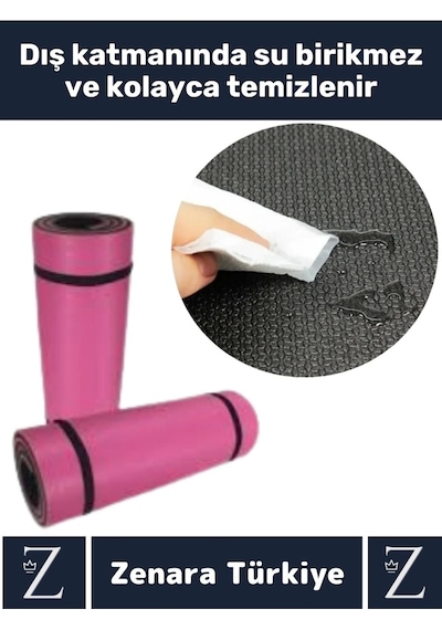 Premium Kompakt Taşıma Askılı Çift Taraflı Su Geçirmez Kamp Uyku Minder Yoga Pilates Matı 10 Mm 2'li Çok Renkli