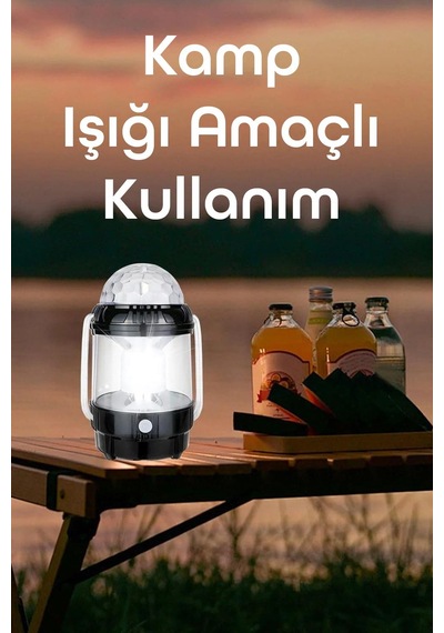 Şarjlı Rgb Projeksiyon Gökyüzü Gece Lambası Kamp Feneri Işıldak Powerbank Özellikli Pilli M001 Renkli