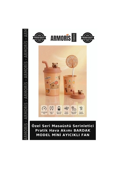 Özel Seri Masaüstü Serinletici Pratik Hava Akımı Bardak Model Mini Ayıcıklı Fan