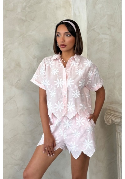 Verymoda Nakışlı Gömlek D2858 Pembe