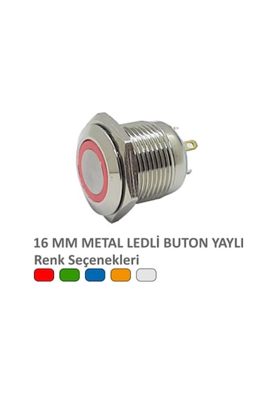 16Mm Metal Ledli Yaylı Buton Beyaz