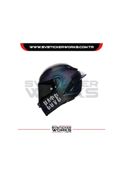 Love Hate Sticker Kask Sticker Kasklar Uyumlu Tek Yön 1 Adet Gri