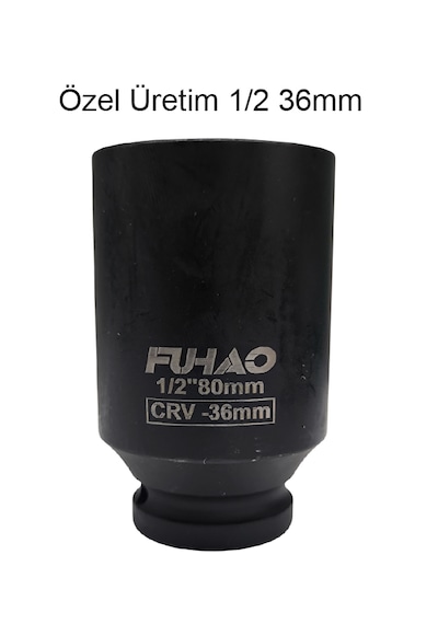 1/2 36mm Lokma Derin Havalı Siyah Uzun Özel Üretim