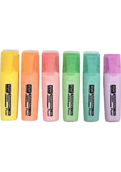 Kraf 335 Pastel Fosforlu Kalem Seti 6 Renk Çok Renkli