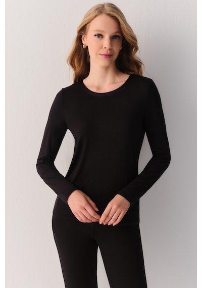 Suwen Modal Luxe Uzun Kollu T-shirt Sh27407607s012 Siyah