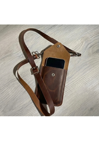 İnfinite Hide Leather Hakiki Deri Telefon Çantası Taba