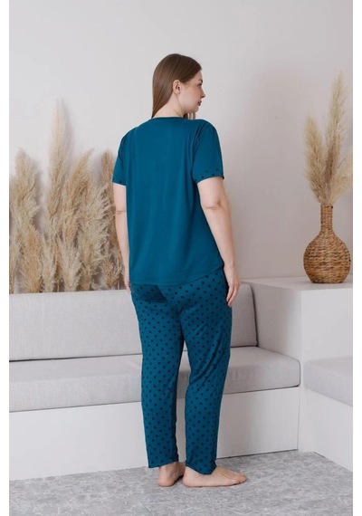 Pijamoni Kadın Milan Büyük Beden Bisiklet Yaka Kısa Kol İnce Pijama Takımı 7665/5- 1 Adet Petrol Pijamoni Kadın Milan Büyük Beden Bisiklet Yaka Kısa Kol İnce Pijama Takımı 7665/5- 1 Adet Petrol