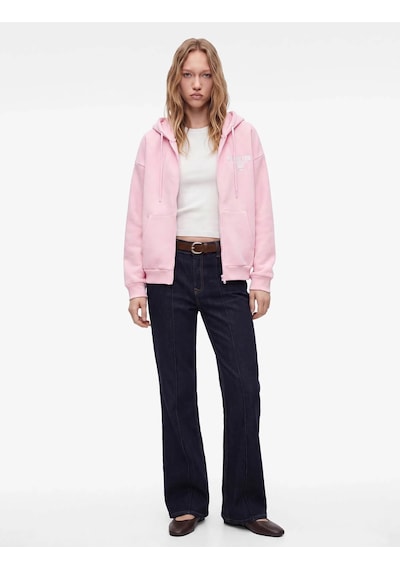 Koton Fiyonk Baskılı Fermuarlı Pembe Kadın Sweatshirt 7wal10103ık