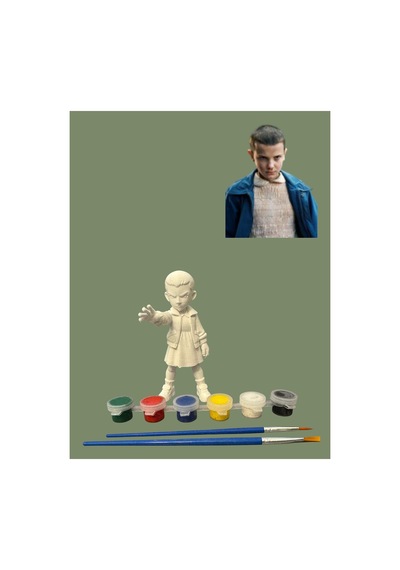3d Stranger Things Eleven Figür Boyama Seti - Kendin Boya Hobi Ve Etkinlik Seti - Akrilik Boya + 2 Fırça