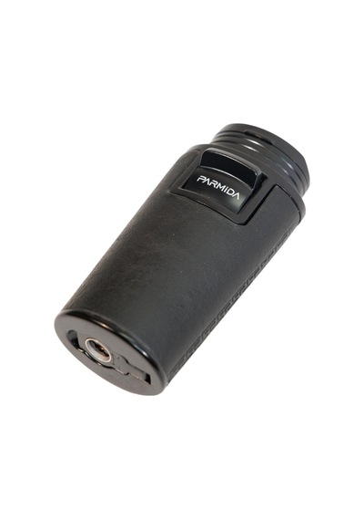 Parmida Çift Torch Pürmüz Delicili Gövdesi Deri Siyah Metal Puro Çakmağı - Tr9614