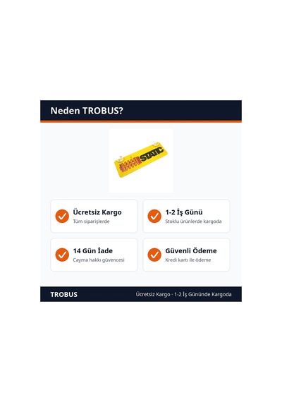 Trobus Vantuzlu Dekor Plaka Cam Süsü Static Yazılı 22x7,5 Cm Kırmızı Siyah Sarı