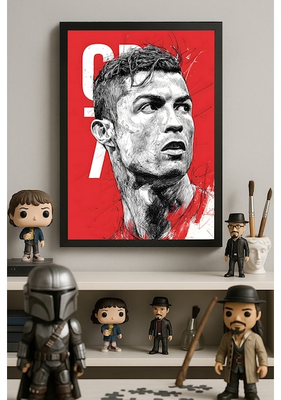 Siyah Ahşap Çerçeveli Poster, Dekoratif Futbol Duvar Tablosu