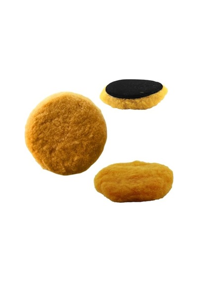 Sarı Renkli 3 Adet Koyun Kuzu Postu Pedi, Ø 125 Mm Pasta Cila
