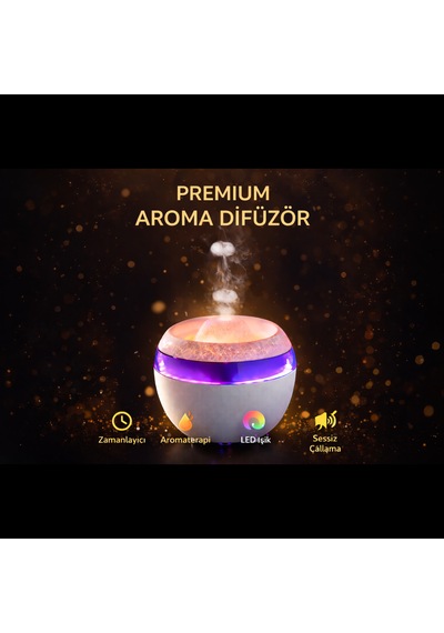 Led Işıklı Hava Nemlendirici Ve Ultrasonik Aroma Difüzör Sessiz Çalışma & Zamanlayıcı