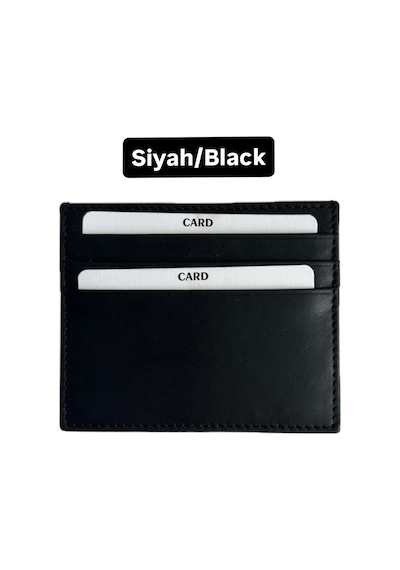 Shop Hakiki Deri Unisex Kartlık, Çift Taraflı, Orta Bölmeli, Küçük Boy Siyah - 931991641 Siyah