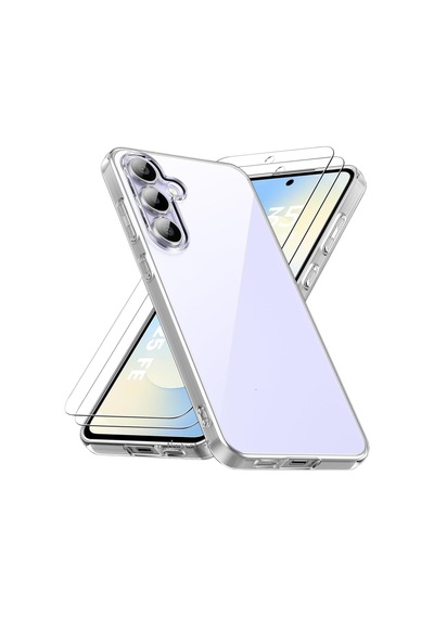 Tr Samsung İle Uyumlu Galaxy S25 Fe Kılıf Kamera Çıkıntılı Korumalı Yumuşak Şeffaf Silikon + 9h Ekran Koruyucu